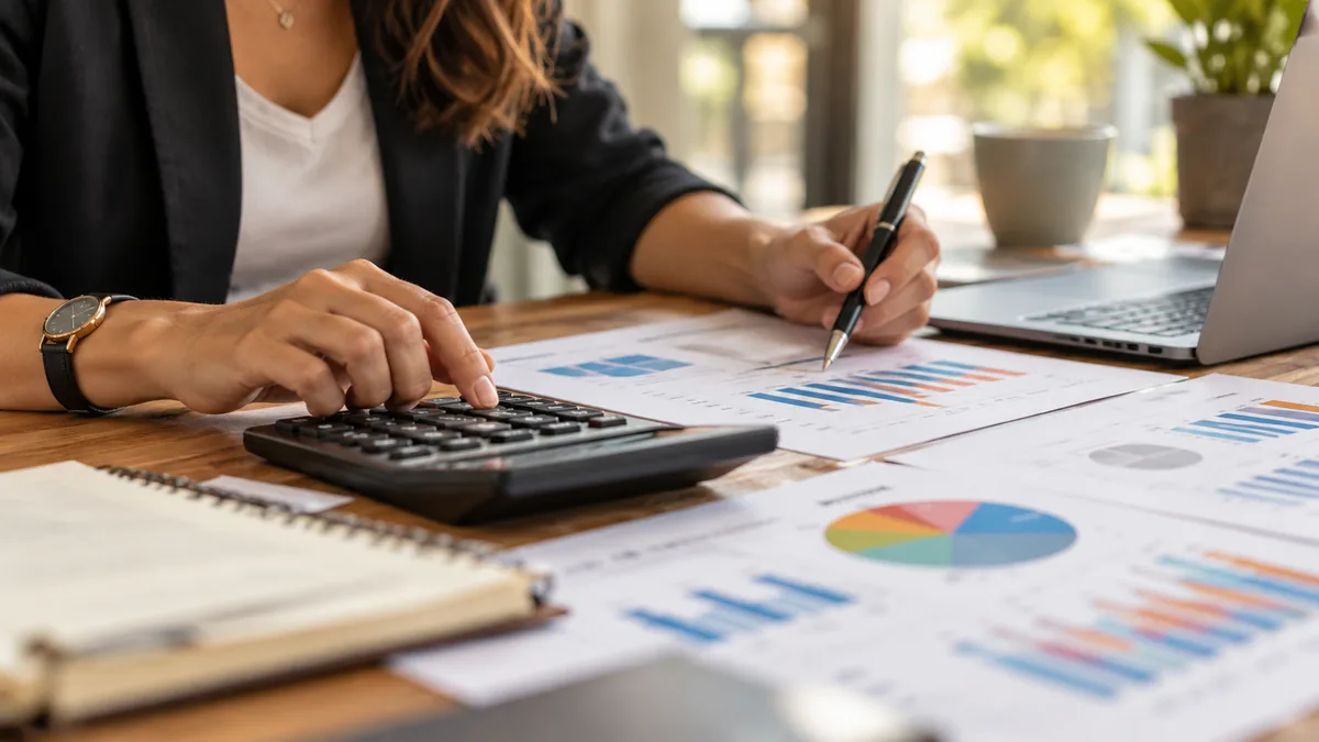 Calcul d’un budget publicitaire à partir de rapports et d’une calculatrice.